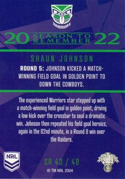 2023 NRL Traders Titanium - Season To Remember #SR43 Shaun Johnson Back